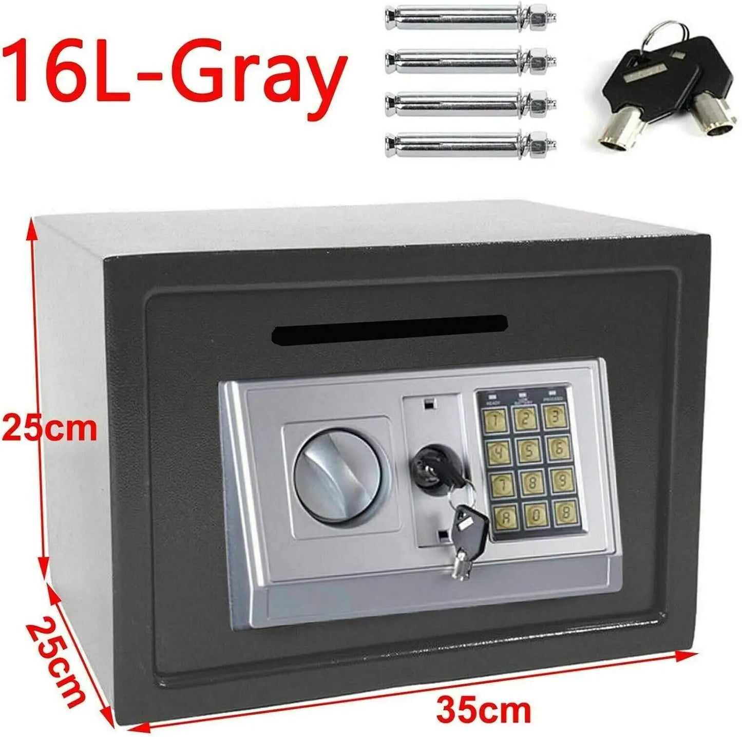 Fireproof 8.5L Electronic Password Security Safe Money Cash Deposit Box Office Home Safe Password Key Anti-theft Safe Box Home