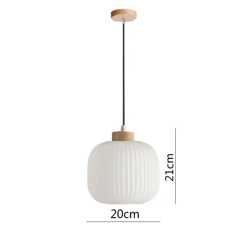 Japanese Wabi Sabi Style White Glass Lamp for Home Decoration Kitchen Bedroom Dining Room Pendant Light