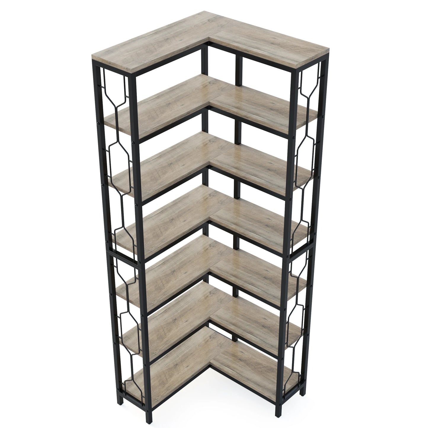 Tribesigns 7-Shelf Corner Bookshelf,Large Modern Corner Bookcase, 7-Tier Tall Corner Shelf Storage Display Rack with Metal Frame