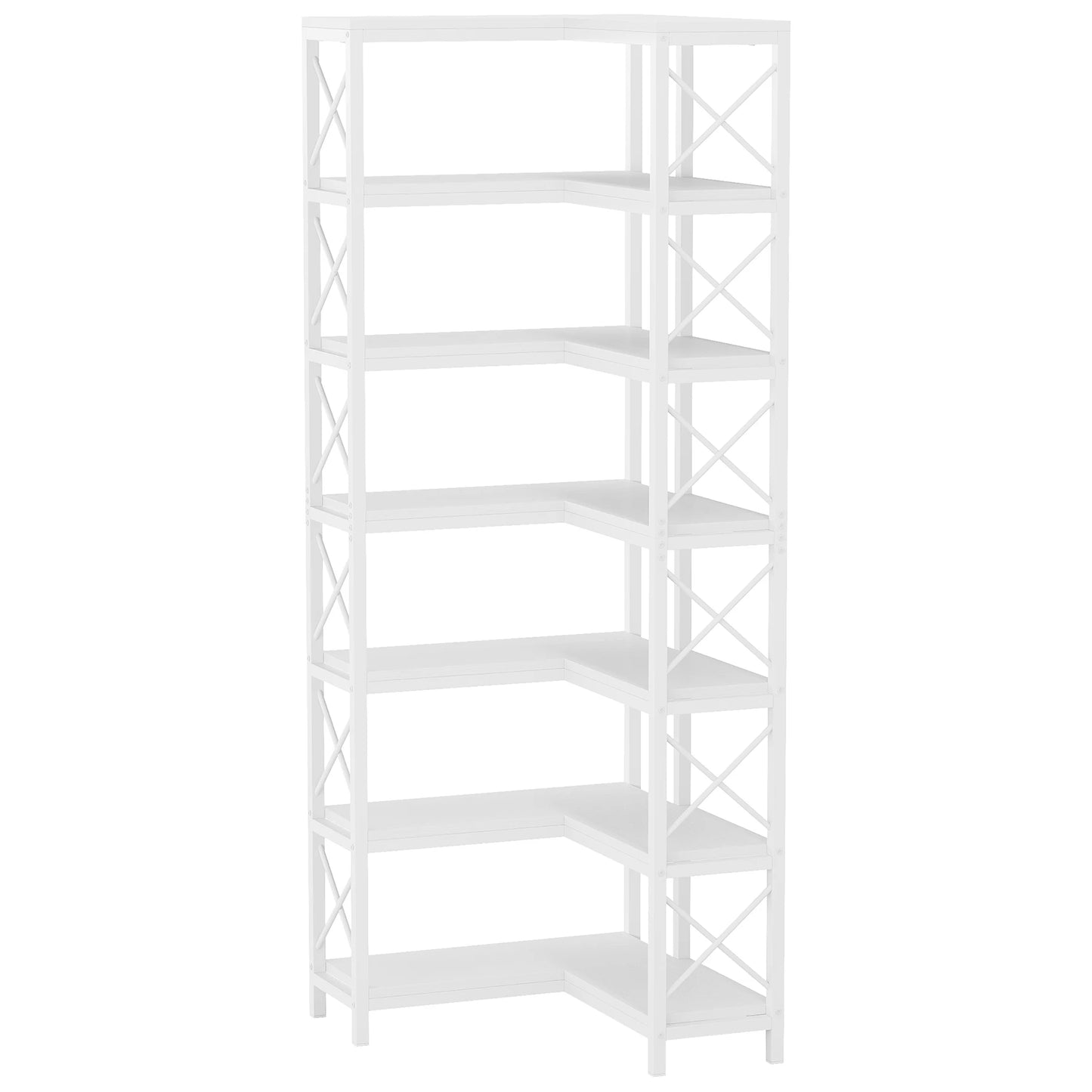 Tribesigns 7-Shelf Corner Bookshelf,Large Modern Corner Bookcase, 7-Tier Tall Corner Shelf Storage Display Rack with Metal Frame