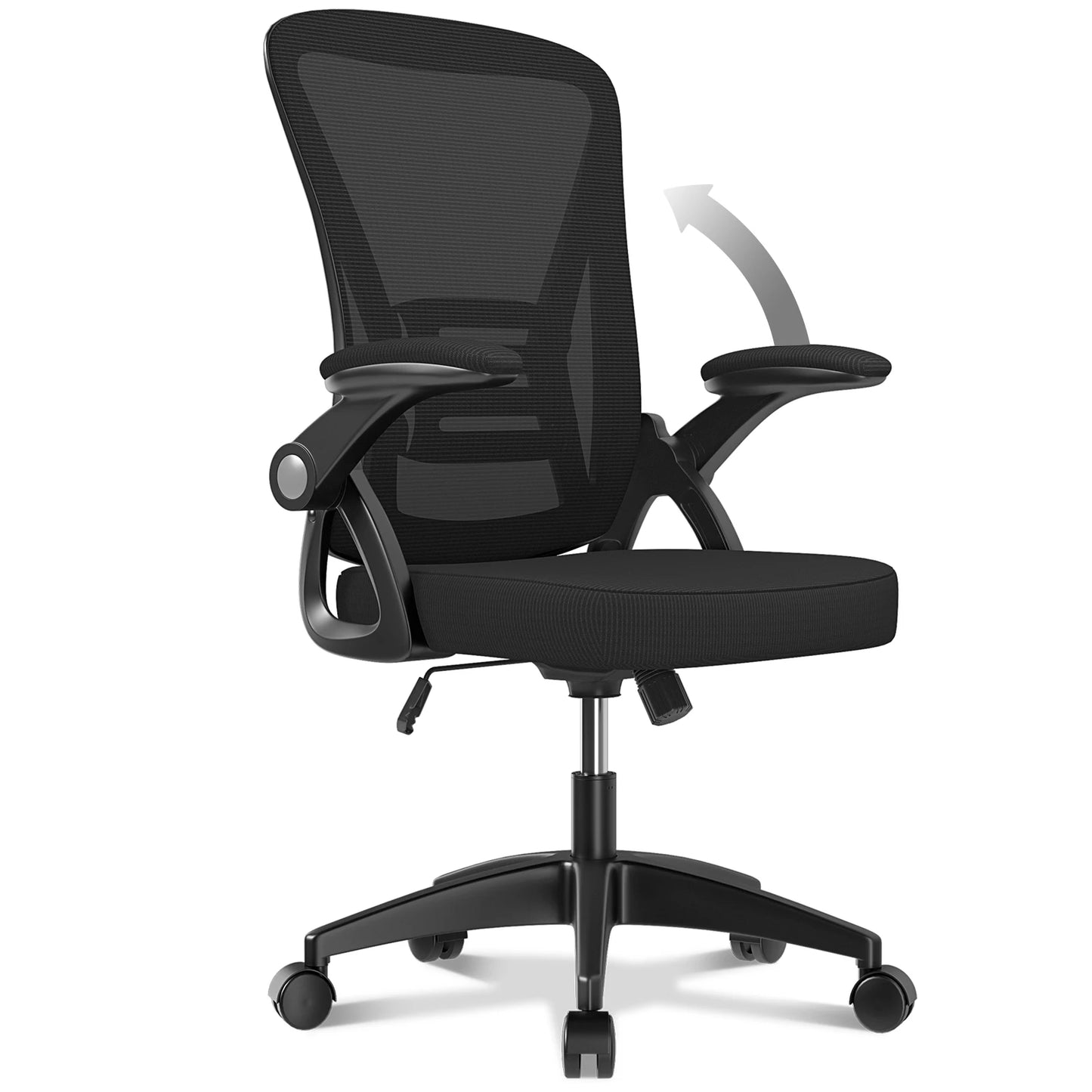 Ergonomic Office Chair with Slide Seat 90° Flip-up Armrest Adjustable Lumbar Support Angle Height Adjustable Home Office Chair