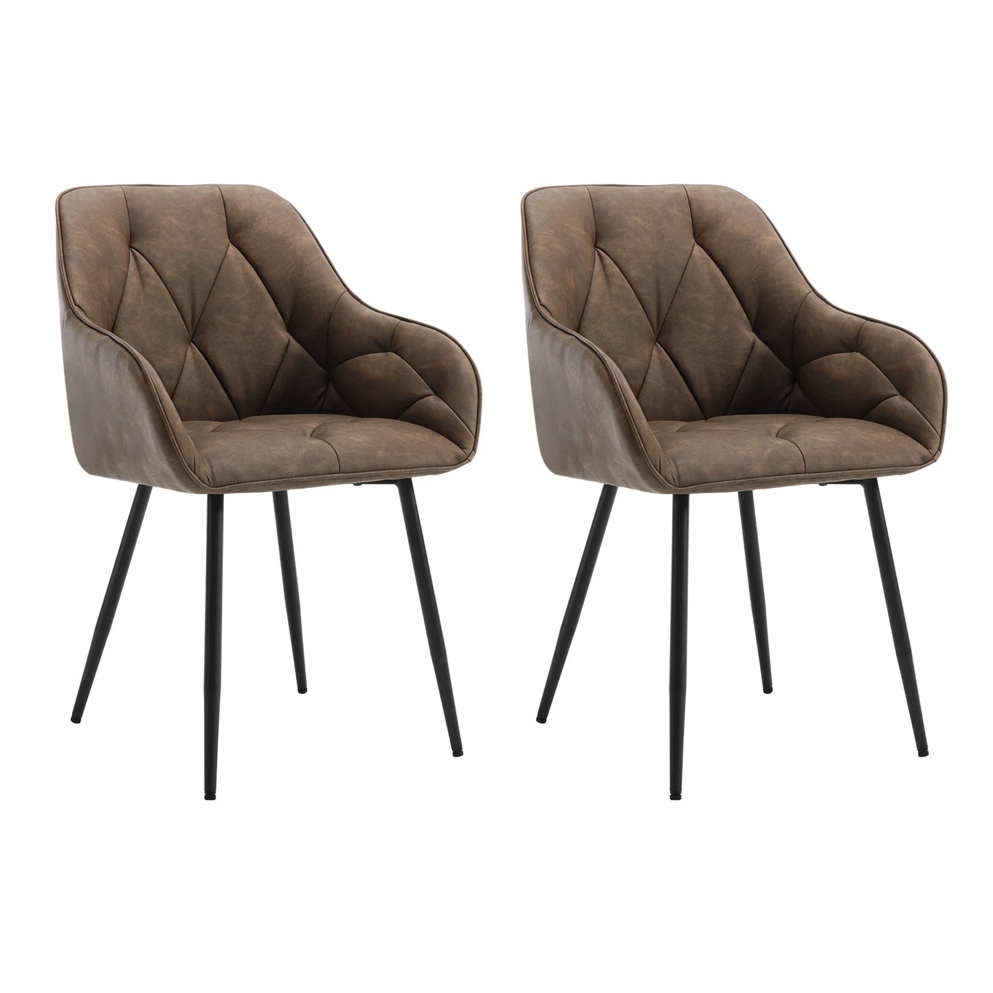 WOLTU 2PCS/Set Dining Chairs Upholstered Kitchen Chairs with Backrest Armrests Metal Legs for Living Room Office Dressing Table