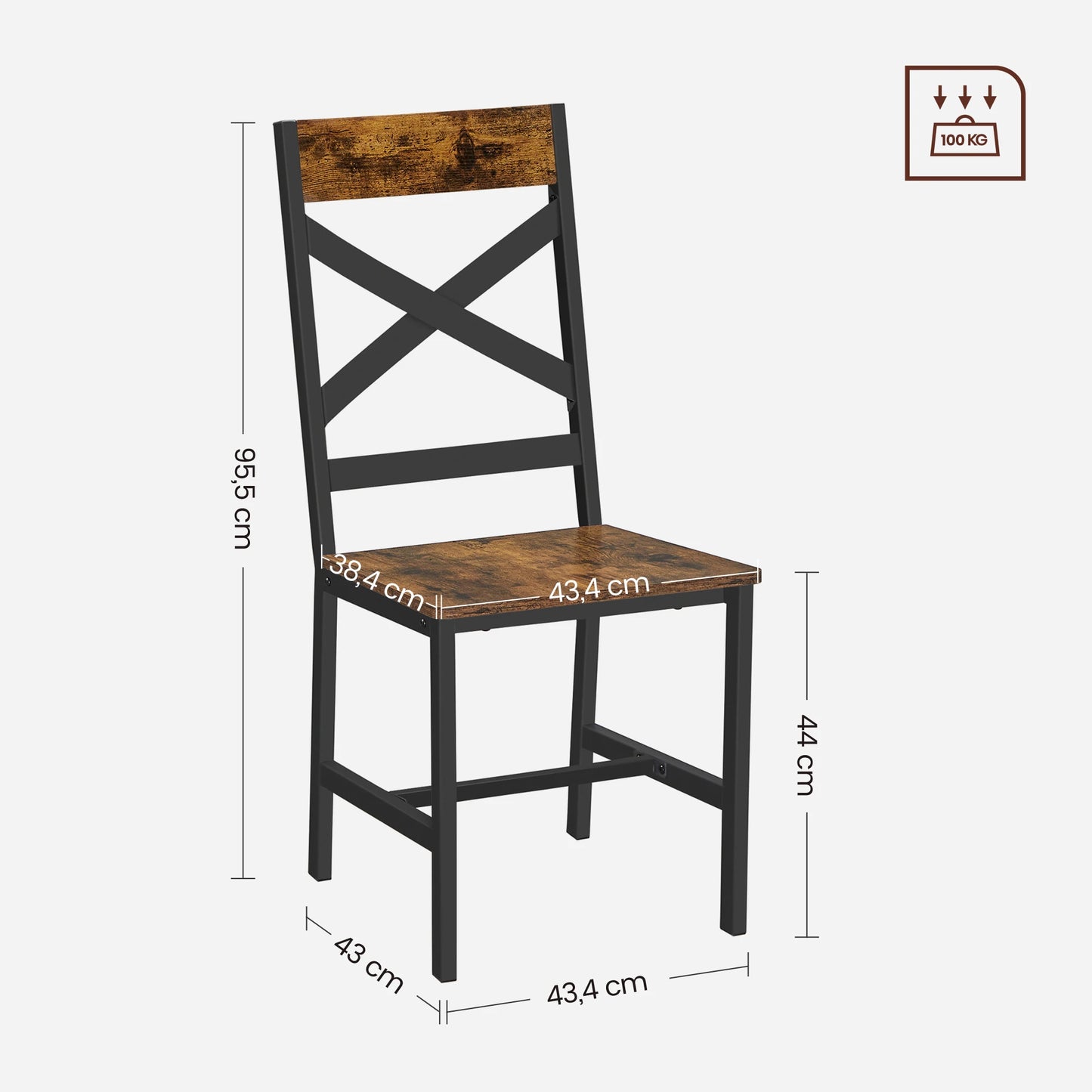 VASAGLE Dining Chairs, Kitchen Chairs Set of 2, Dining Chairs for Dining Room, Steel Frame, Ergonomic Design