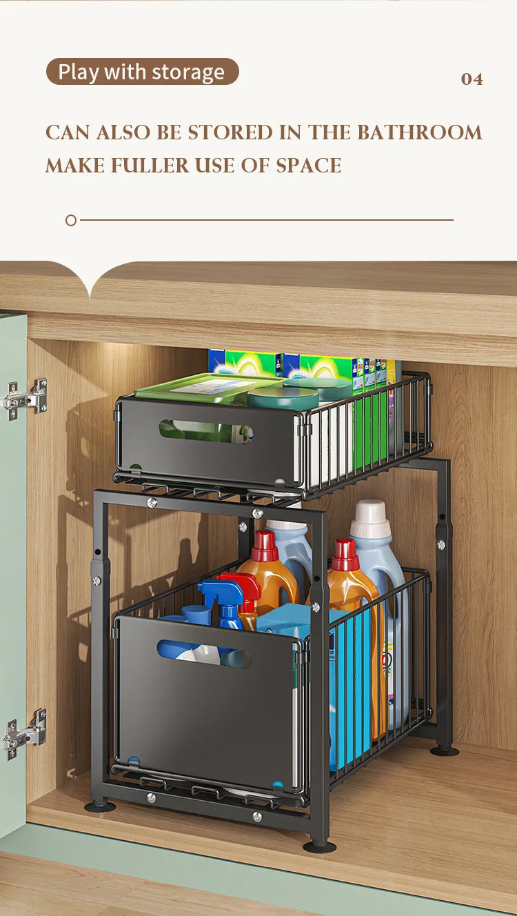 1pc,Slide-out storage rack,Cabinet pull-out storage basket,Punch-free storage rack with suction cups,Spice rack, cutlery rack
