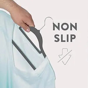 Velvet Hangers 20 Pack Clothes Hanger W/Tie Bar Non Slip Swivel Hook Slim Felt Hangers Suits Clothes Pants Coat Hanger Gray