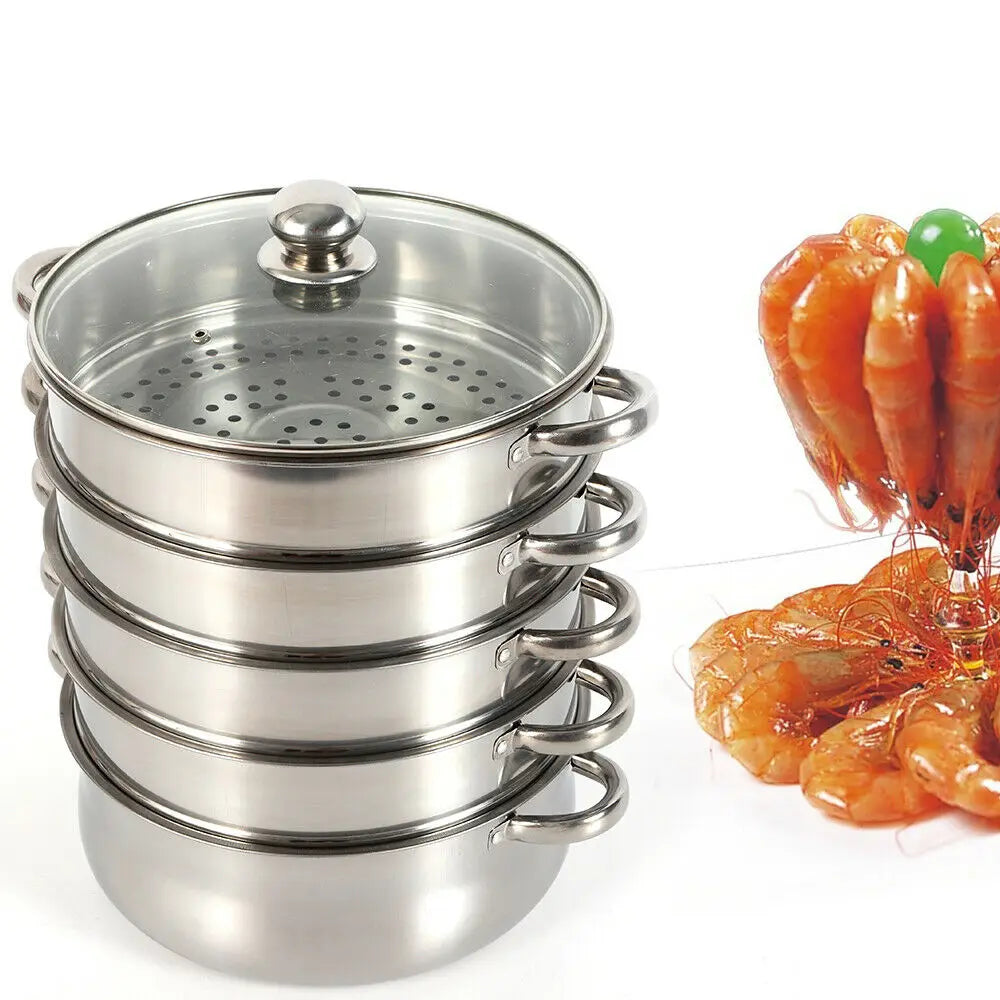 Multifunctional Stainless Steel Steamer 26cm/28cm/30cm 5-Tier Kitchen Cooking Steamer Durable And Easy-to-clean
