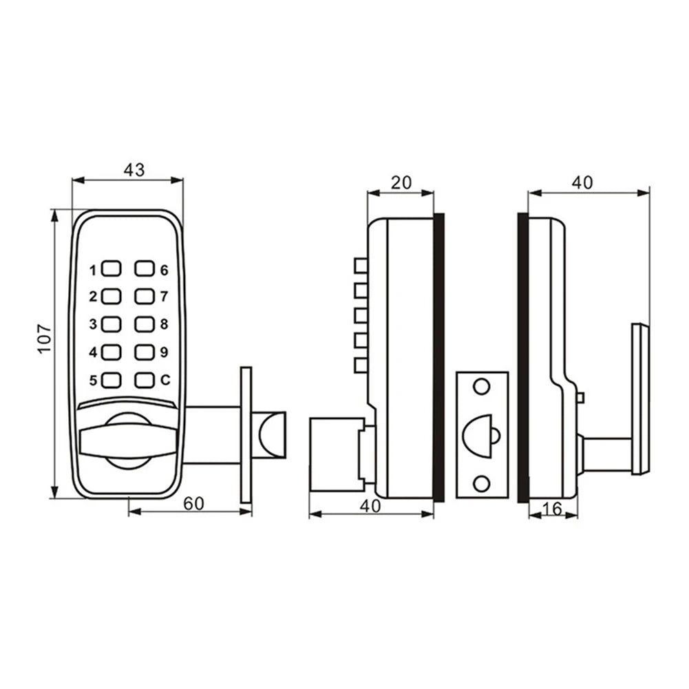 Metal Mechanical Code Lock Sturdy Waterproof Door Code Lock Antirust Interchangeable Handle Easy Installation for Home Furniture