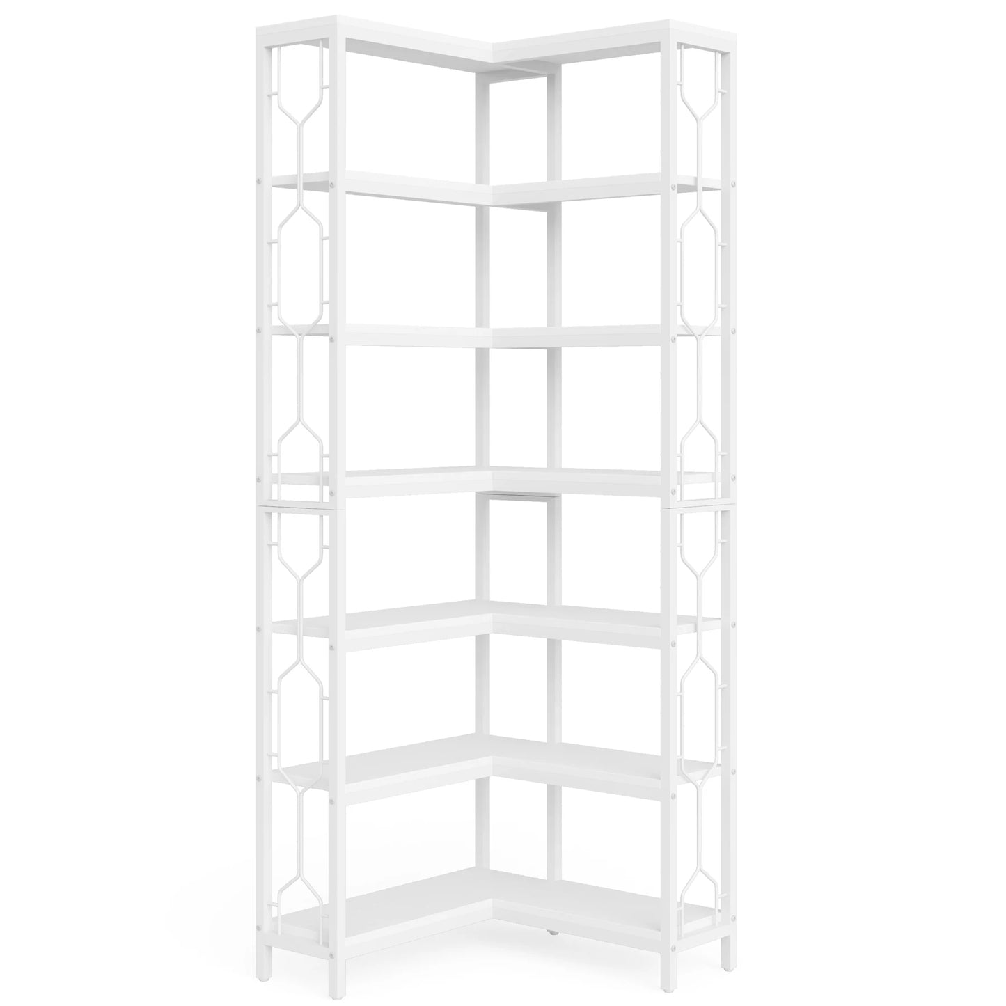 Tribesigns 7-Shelf Corner Bookshelf,Large Modern Corner Bookcase, 7-Tier Tall Corner Shelf Storage Display Rack with Metal Frame