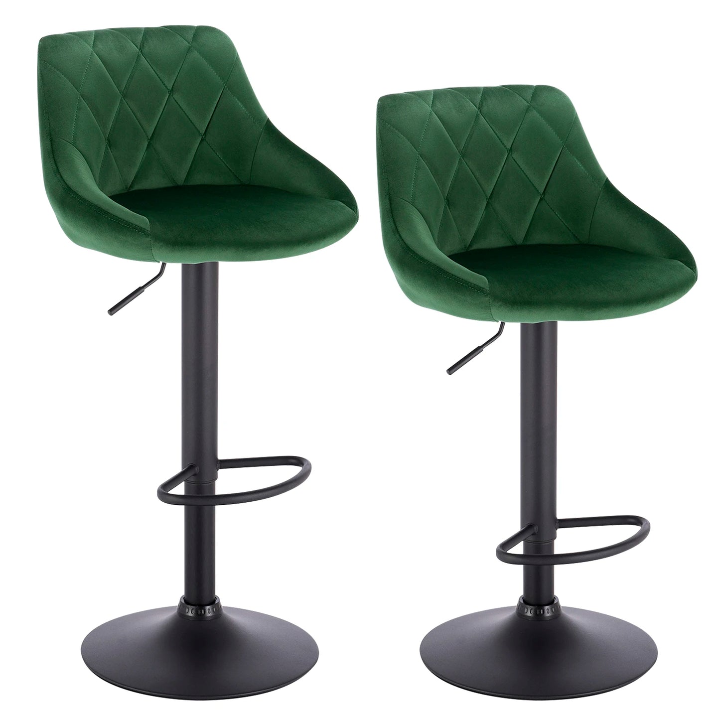 WOLTU 2PCS/Set Swivel Bar Chairs Leather/Velvet Rotating Bar Stool Height-Adjustable Lifting High Stool with Footrest for Home