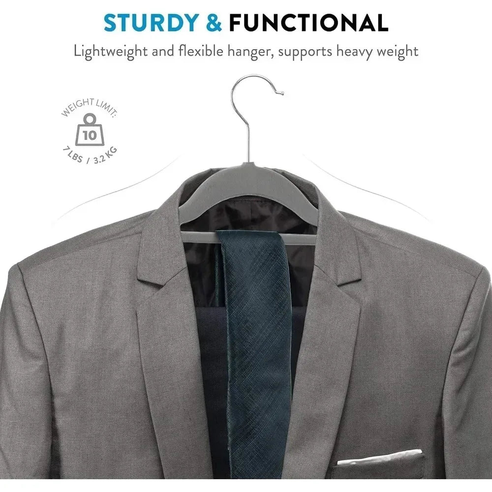 Velvet Hangers 20 Pack Clothes Hanger W/Tie Bar Non Slip Swivel Hook Slim Felt Hangers Suits Clothes Pants Coat Hanger Gray
