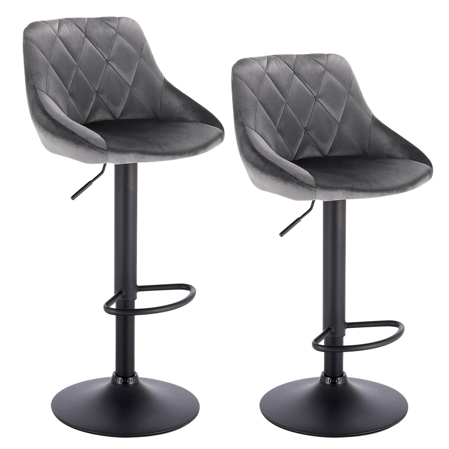 WOLTU 2PCS/Set Swivel Bar Chairs Leather/Velvet Rotating Bar Stool Height-Adjustable Lifting High Stool with Footrest for Home