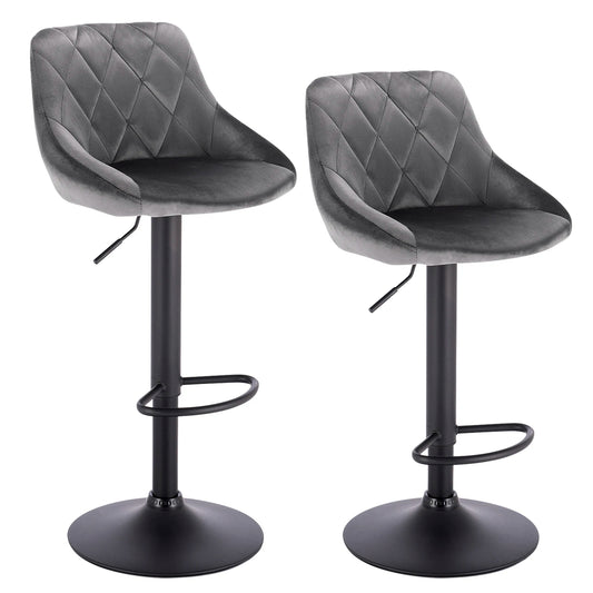 WOLTU 2PCS/Set Swivel Bar Chairs Leather/Velvet Rotating Bar Stool Height-Adjustable Lifting High Stool with Footrest for Home