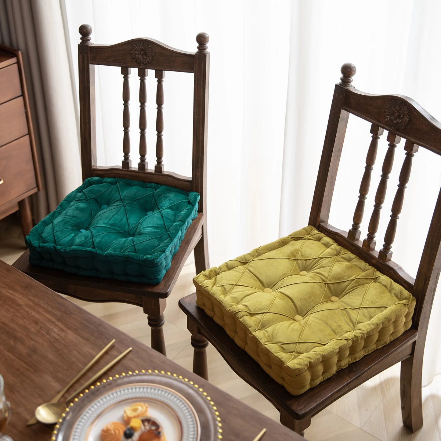 Dutch Velvet Thickened Chair Cushion Armchair Booster Cushion Seat Pad Jacquard Seat Riser Cushion for Chair Floor with Handles