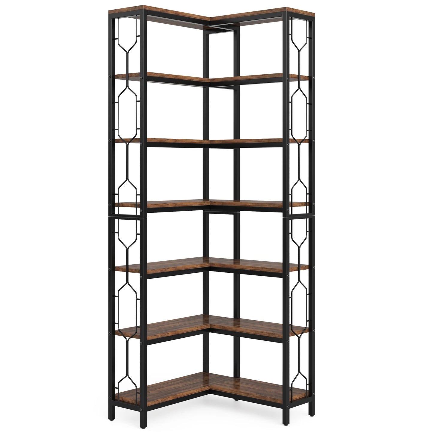 Tribesigns 7-Shelf Corner Bookshelf,Large Modern Corner Bookcase, 7-Tier Tall Corner Shelf Storage Display Rack with Metal Frame