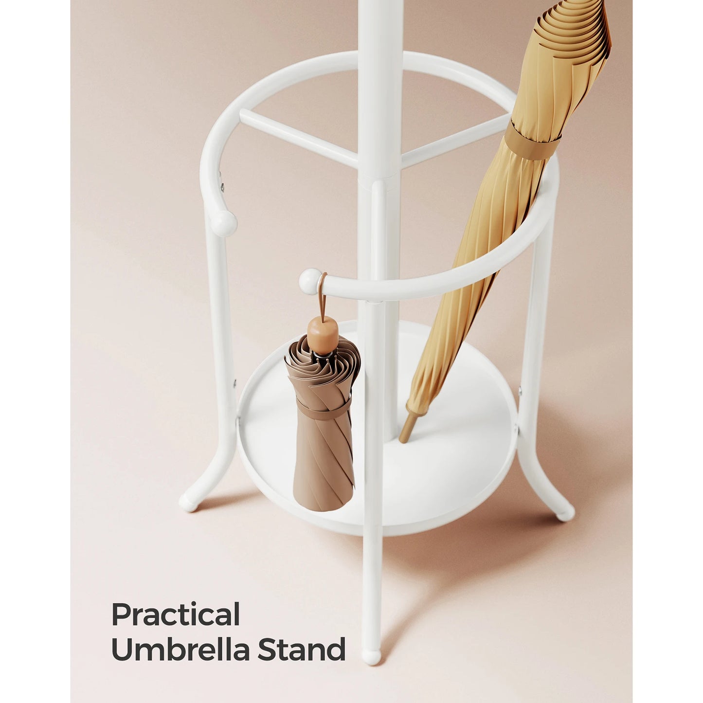 SONGMICS Coat Rack Freestanding, Coat Stand with Umbrella Holder, 12 Hooks, Metal, 175 cm Tall