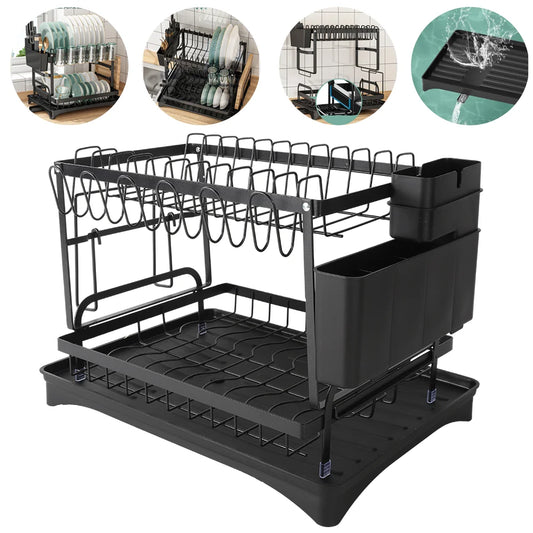 Drainer rack kitchen sink Kitchen Adjustable Plates Organizer Dish Bowl Drainer Storage Rack Cutlery Storage Holder