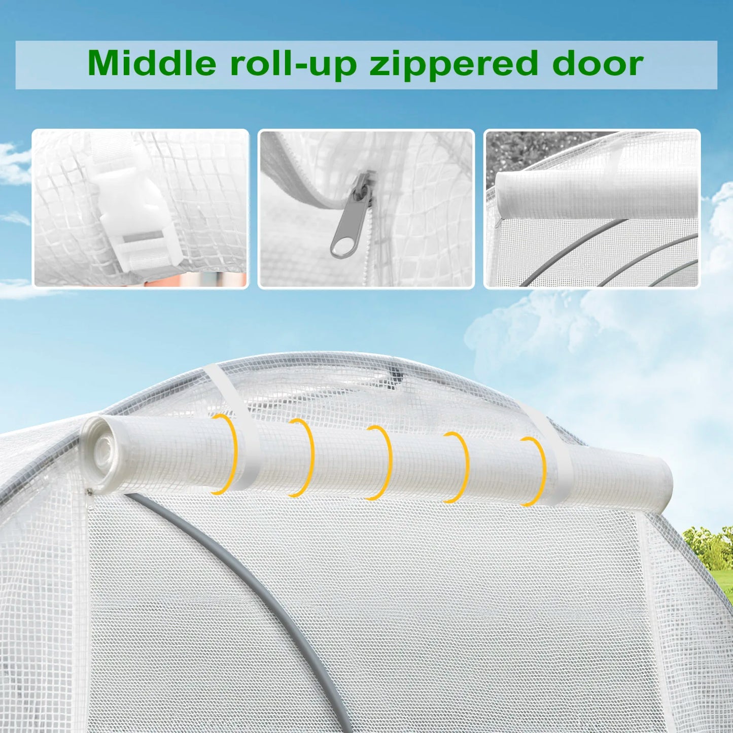 300x200x200cm  Foil Greenhouse Winterproof Polytunnel for Cultivation Tomatoes Vegetables Plants House with Door 6 Windows