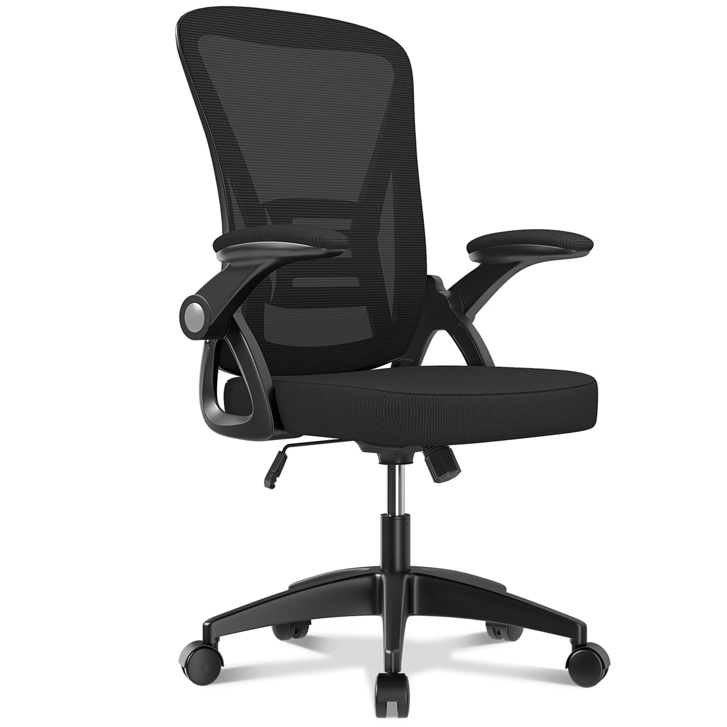 Ergonomic Office Chair with Slide Seat 90° Flip-up Armrest Adjustable Lumbar Support Angle Height Adjustable Home Office Chair