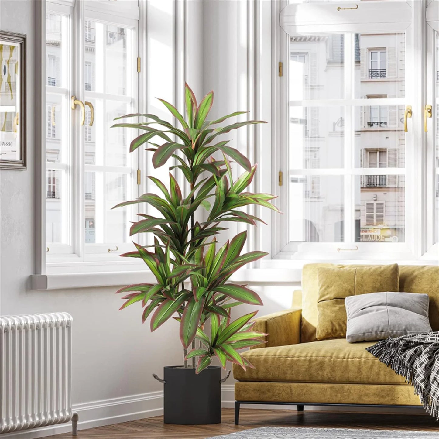 Artificial Dracaena Plant Indoor, 120cm/150cm Tall Decorative Fake Tree In Pot With Adjustable Branches And Leaves