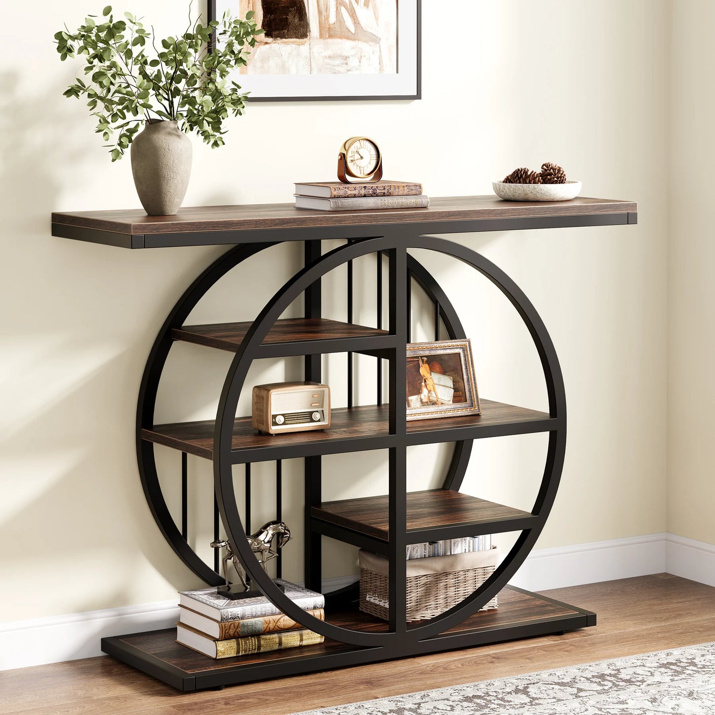 Tribesigns Console Table, 39.4-Inch Entryway Table with Thickened Tabletop, 4- Tier Industrial Narrow Hallway Sofa Table