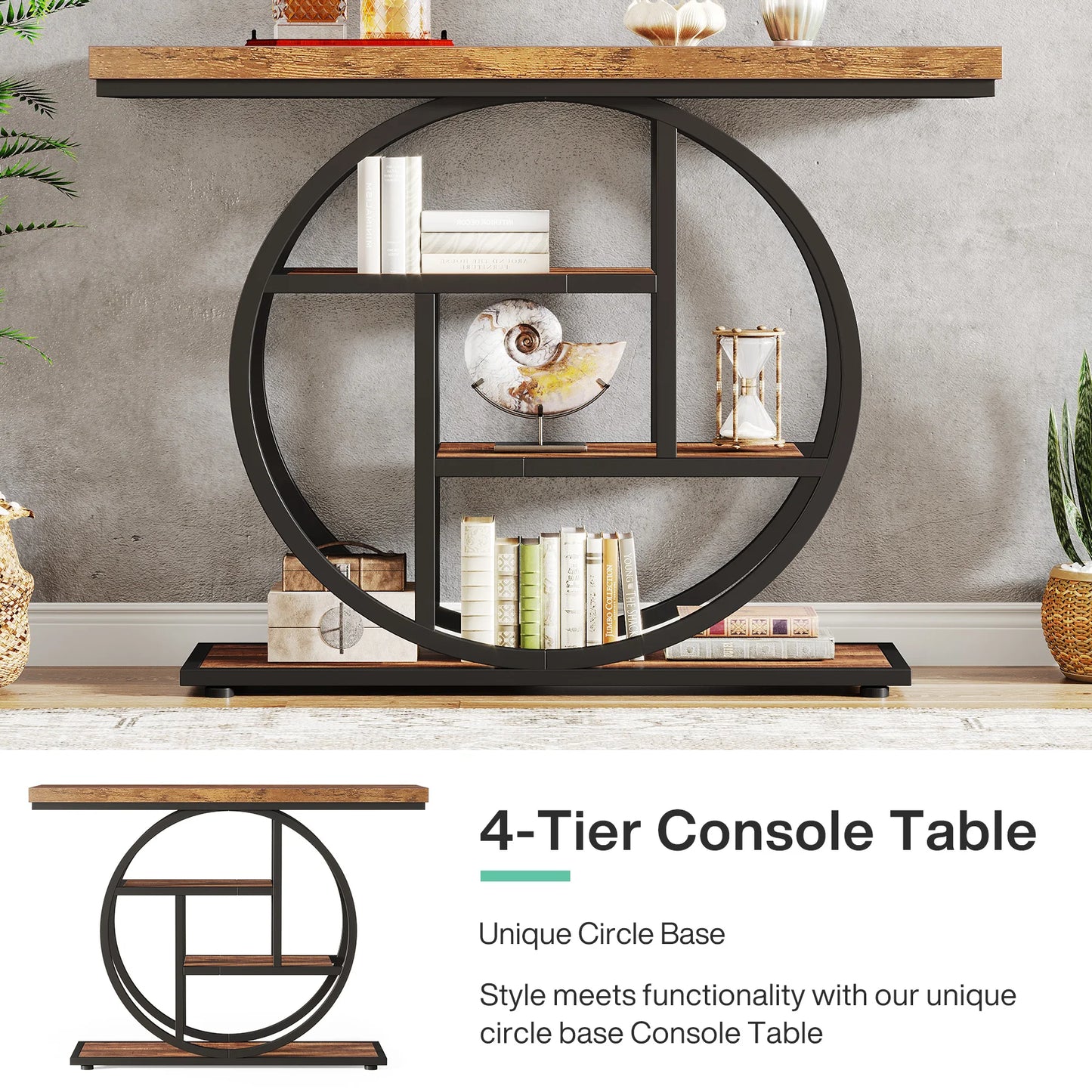 Tribesigns Console Table, 39.4-Inch Entryway Table with Thickened Tabletop, 4- Tier Industrial Narrow Hallway Sofa Table