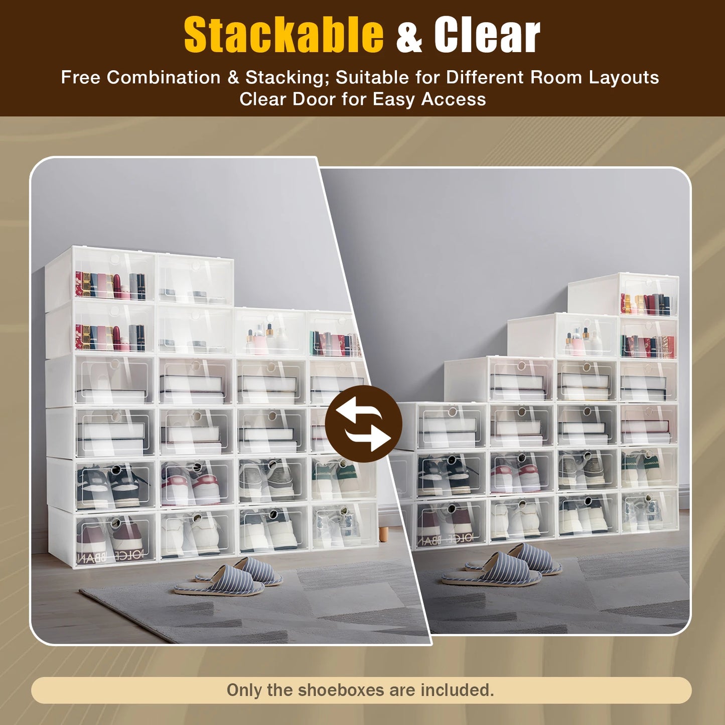 Modern Mini 24pcs Transparent Shoes Organizers Assemblable Plastic Thickened Foldable Dustproof Storage Box