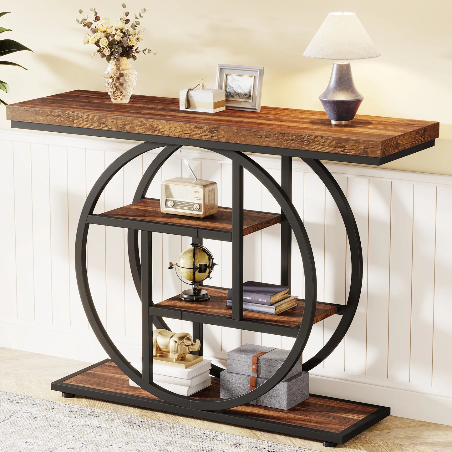 Tribesigns Console Table, 39.4-Inch Entryway Table with Thickened Tabletop, 4- Tier Industrial Narrow Hallway Sofa Table