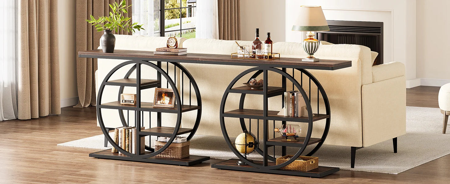 Tribesigns Console Table, 39.4-Inch Entryway Table with Thickened Tabletop, 4- Tier Industrial Narrow Hallway Sofa Table