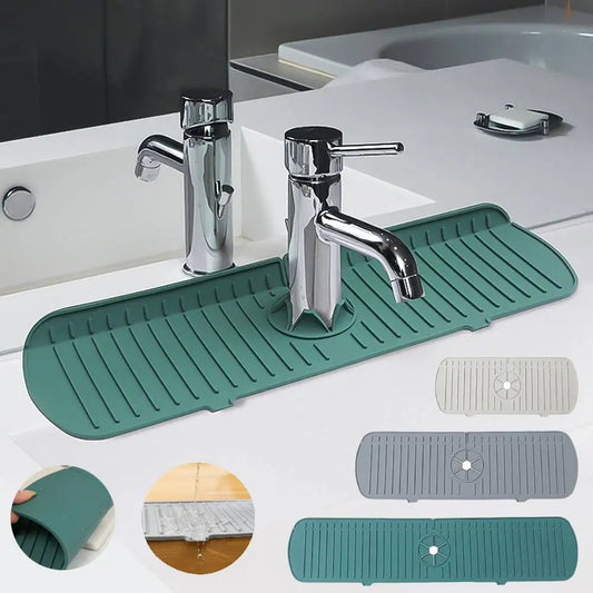Kitchen Faucet Splash Pad Silicone Anti-Splash Sink Splash Pad Countertop Protector Drain Drying Mat for Bathroom Kitchen Gadget