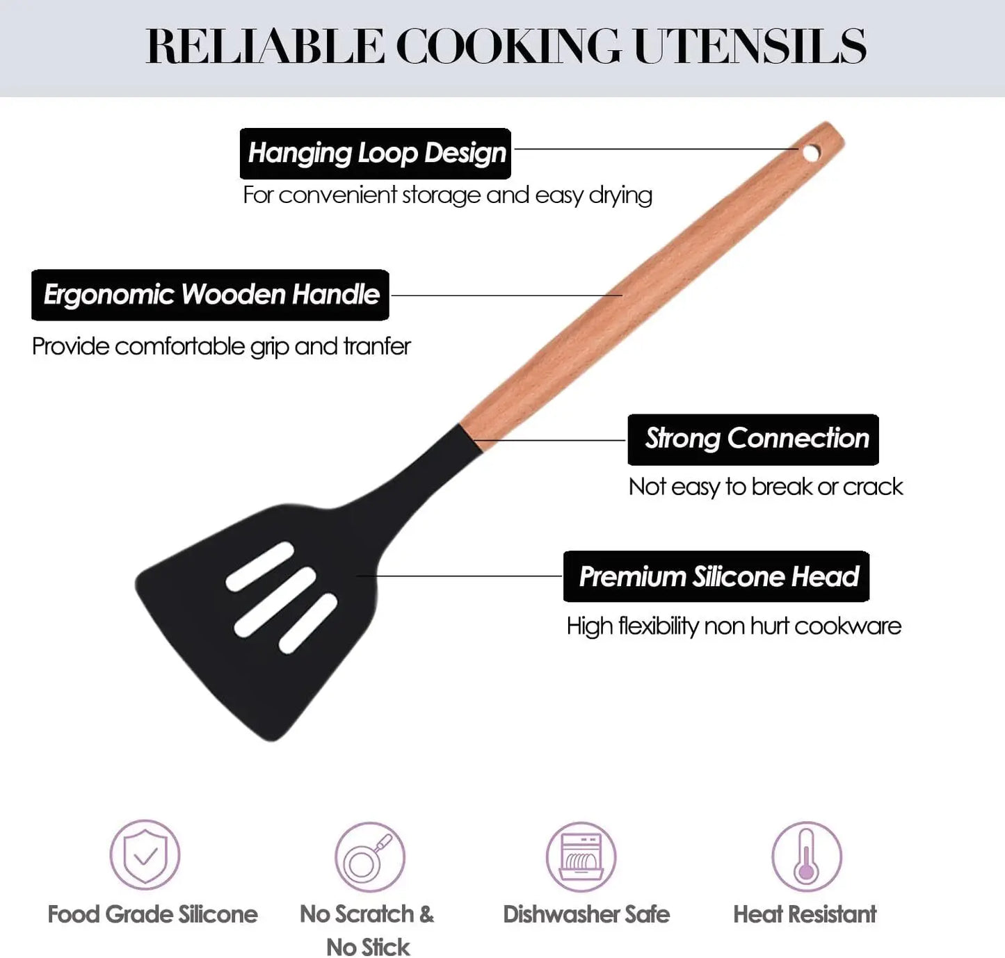 12-Piece Silicone Kitchen Utensils Set Nonstick Cooking Spoon And Baking Tools