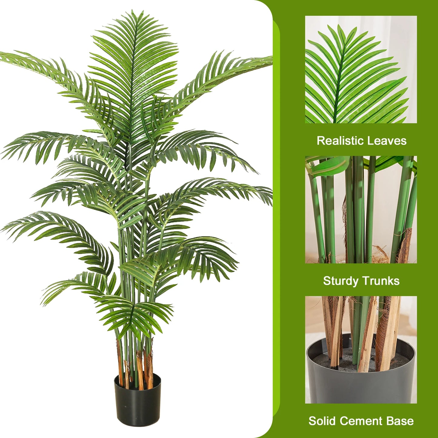 160cm Fake Tropical Palm Tree with 15 Leaves,Perfect Faux Plants in Pot for Indoor Outdoor House Home Office Modern Decoration