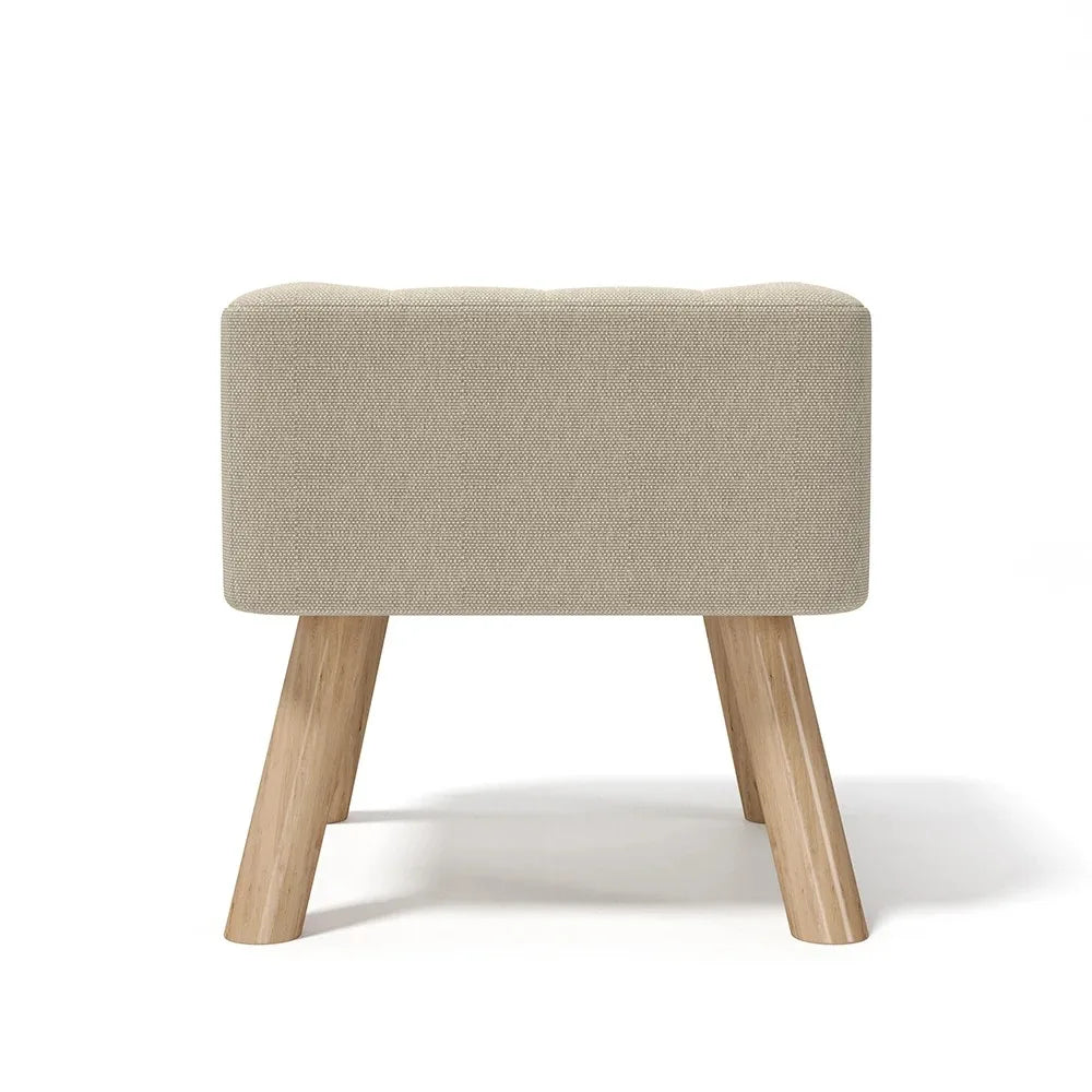 Linen Fabric Padded Household Multifunctional  Wooden Leg Footstool