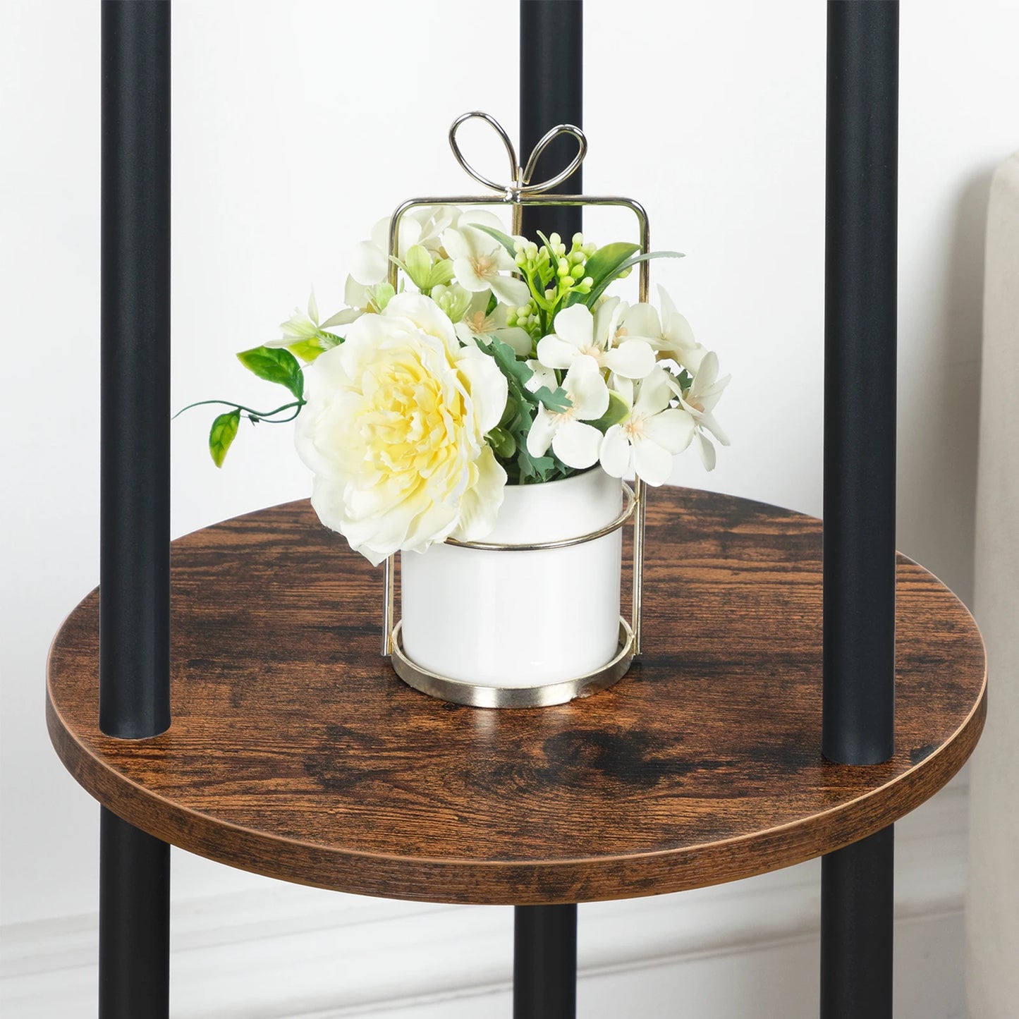Coat Stand Coat Rack for Hallway Freestanding Coat Rack Stand with 8 Hooks Storage ShelvesHall Trees for Clothes Rustic Brown