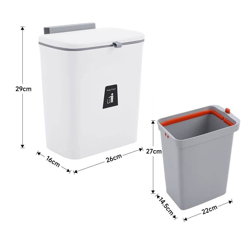 【Lifeideas】Door Hanging Trash Can Kitchen Bathroom Toilet Waste Storage with Inner Barrel Wall Mounted Garbage Rubbish Bin