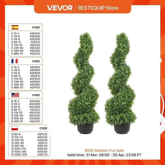 VEVOR 1/2pcs Artificial Boxwood Tower Topiary Spiral Artificial Plant 24/36/48in high Decorative Plants Green Plastic PE Tree