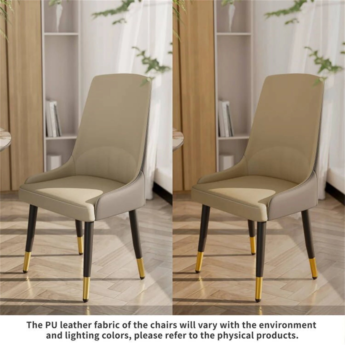Comfortable Dining Chair , Anti-scratch Leather, Padded Seat, Arch and Flat Top Backrest for Kitchen, Dining Room, 2Pcs