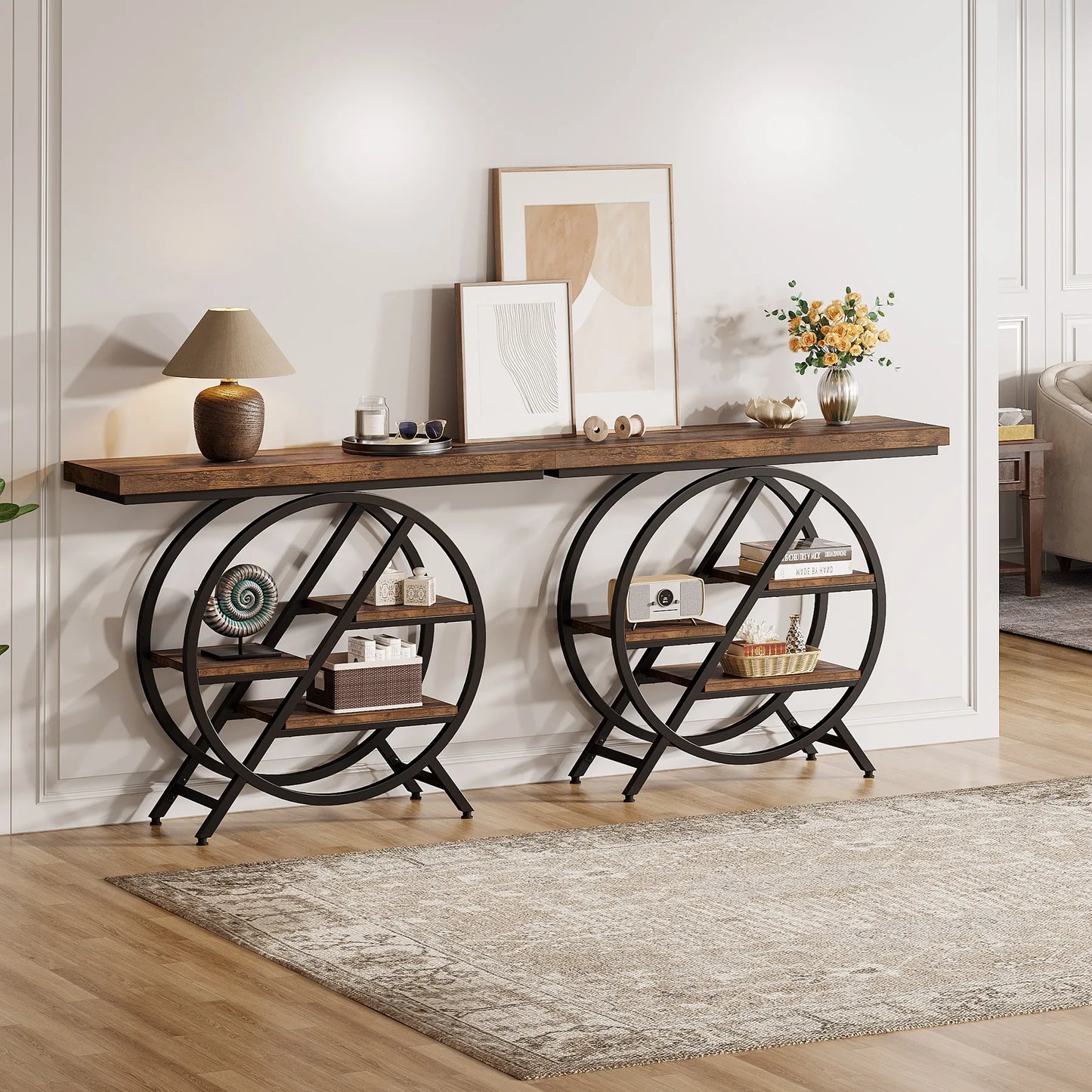 Tribesigns Console Table, 39.4-Inch Entryway Table with Thickened Tabletop, 4- Tier Industrial Narrow Hallway Sofa Table