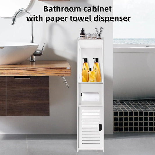 BRIEFNESS Bathroom Cabinet Waterproof Cabinet Freestanding Toilet Paper Cabinet Freestanding Storage Shelf White 80 x 18 x 20 cm