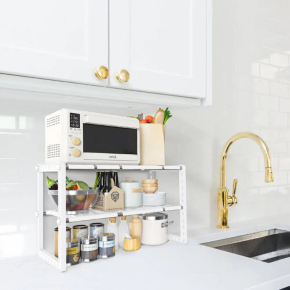 Under Sink Storage Caddy Multi Purpose Rack Adjustable Tidy 2 Tier Shelf Kitchen