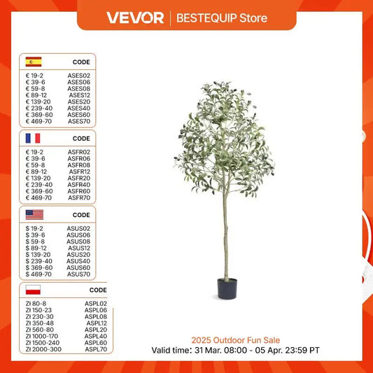 VEVOR Artificial Olive Tree 4/5/6 FT Tall Faux Plant Secure PE Material & Anti-Tip Tilt Protection Low-Maintenance Tree for Home