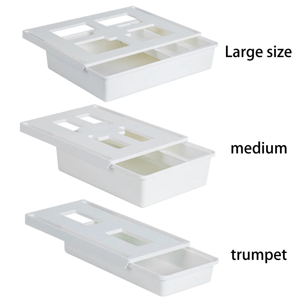 Under Desk Drawer Under Table Storage Holder Self Adhesive Slide Out Drawer Tray Large Capacity for Cosmetics Sundries