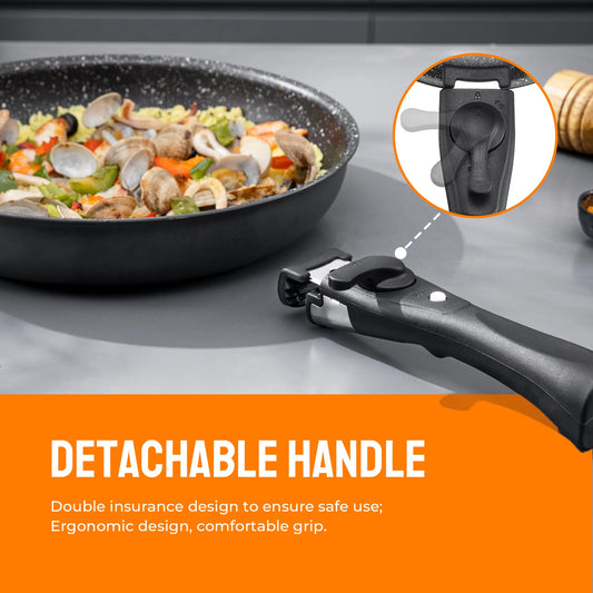 Non Stick Frying Pan with Removable Handle, Non Stick Frying Pan Set for Induction Hobs, 4 Pieces Frying Pan Set for All Hobs
