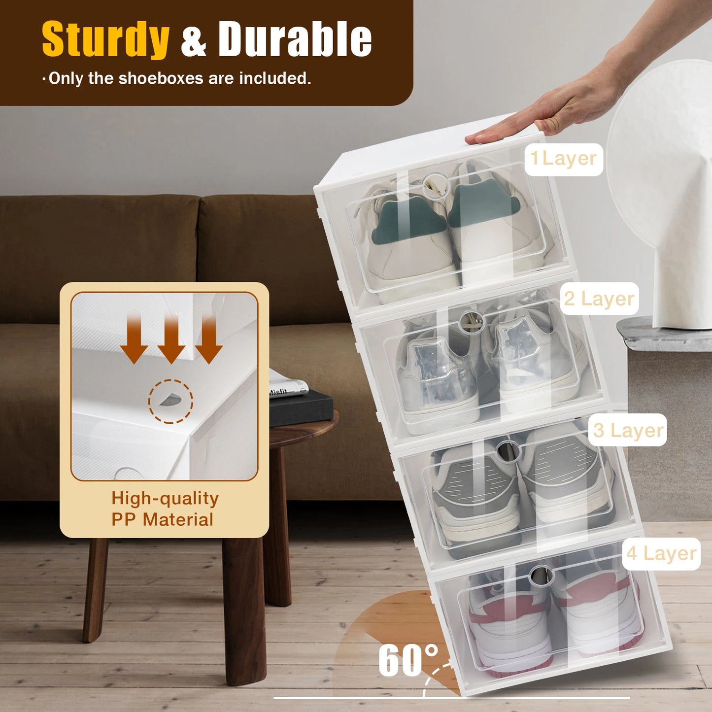 Modern Mini 24pcs Transparent Shoes Organizers Assemblable Plastic Thickened Foldable Dustproof Storage Box