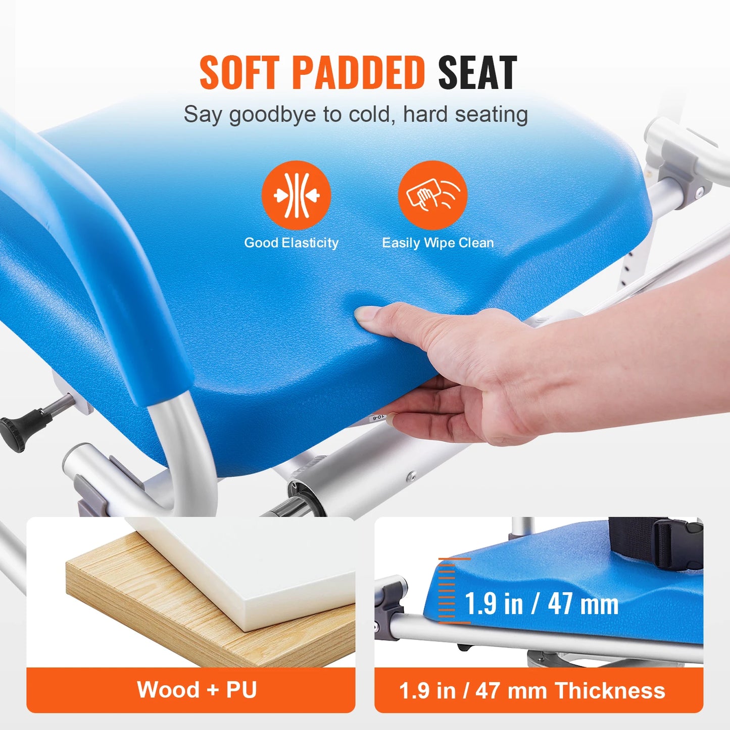 VEVOR Sliding Tub Transfer Bench with 360 Degree Swivel Seat Safety Belt Height Adjustable Bath Chair for Elderly Disabled 330LB