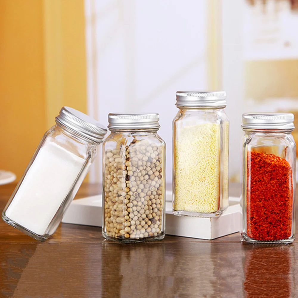 12pc 120ML bottle Glass Spice Bottle Jars Spice Jar Set Transparent Seasoning Storage Bottles Kitchen Salt Bottle