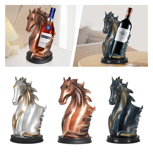 Wine Bottle Holder Horse Statue Wine Rack Home Kitchen Wine Cellar Decorative Storage Display Rack