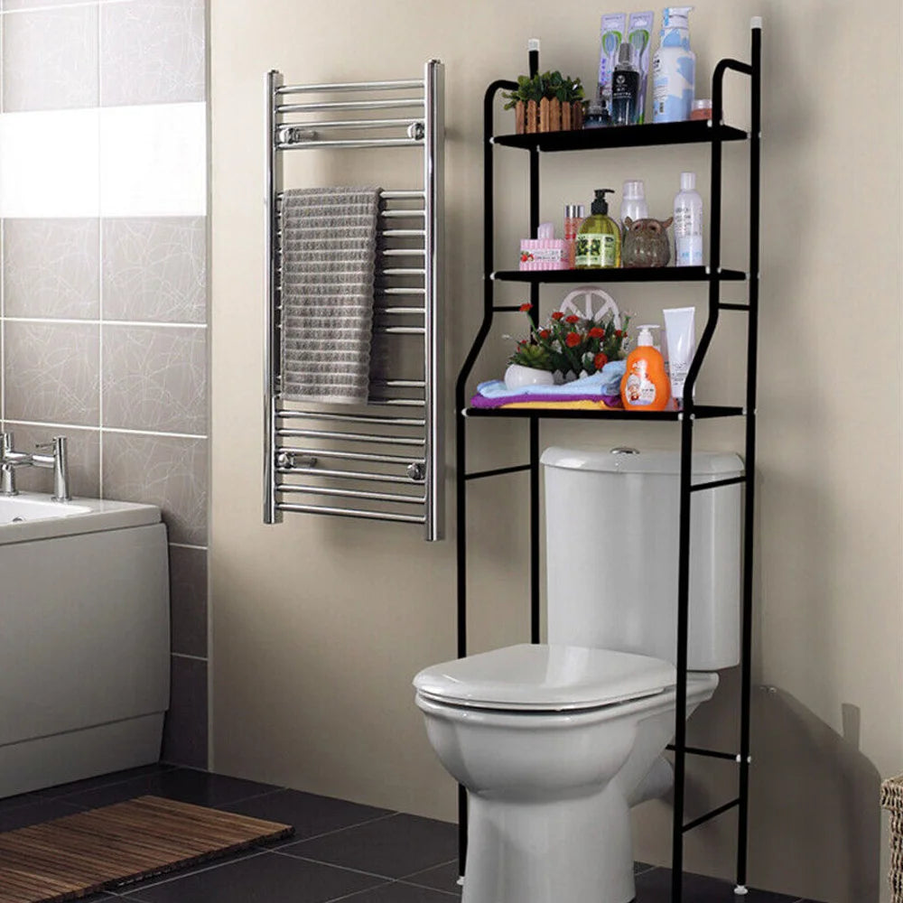 3Tier Over Toilet Storage Rack Laundry Washing Machine Shelf Organizer UK Spot~