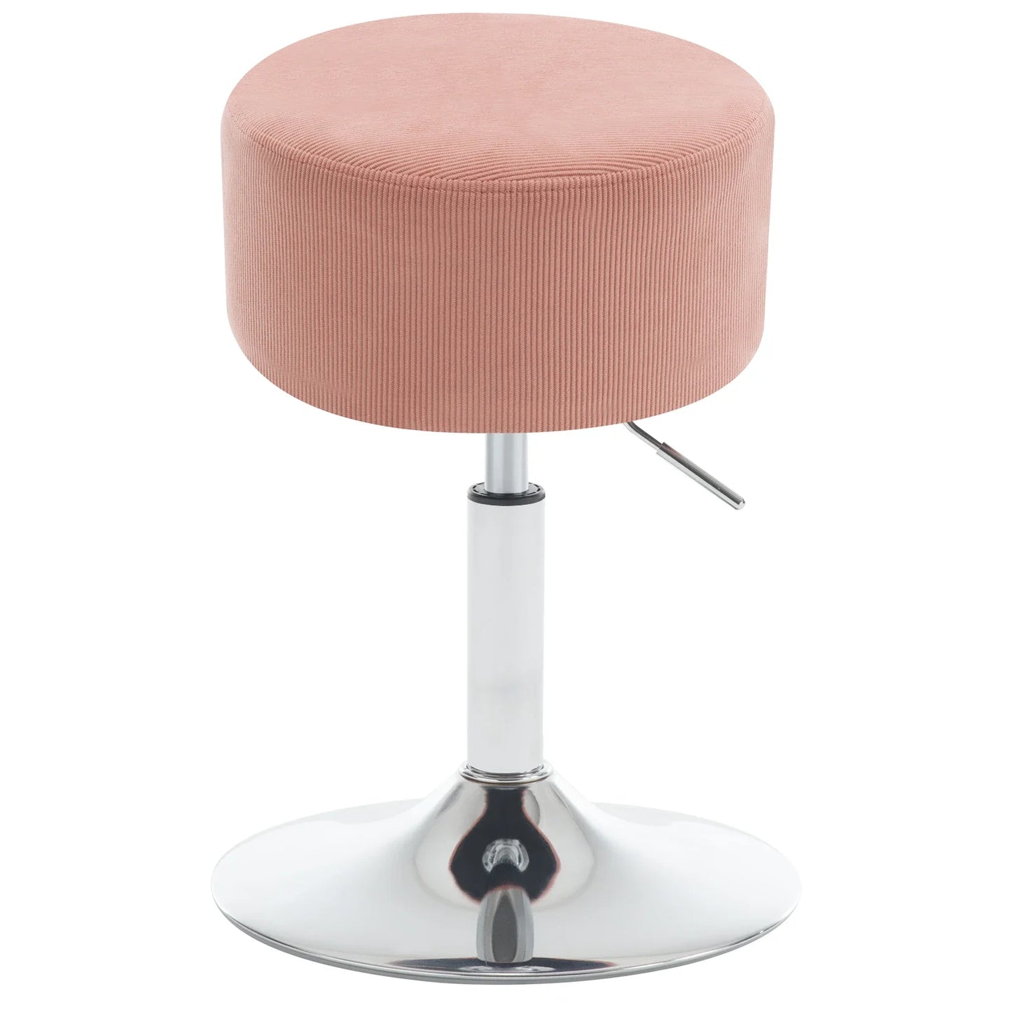 1PC White Round Swivel Bar Stools Height-Adjustable Makeup Stools Corduroy Padded Stools for Office Kitchen Home