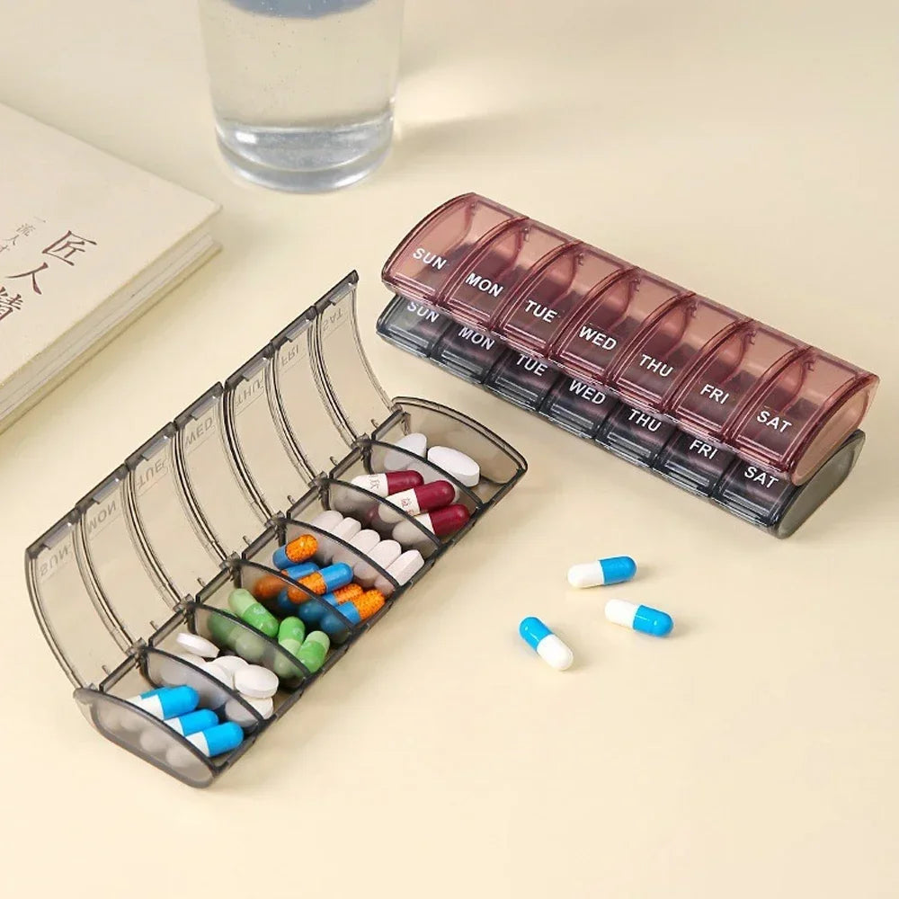 7 Day Pill Case, Daily Vitamin Case Medicine Box, Pill Containers for Medicine Supplements Fish Oil, Weekly Small Pill Organizer