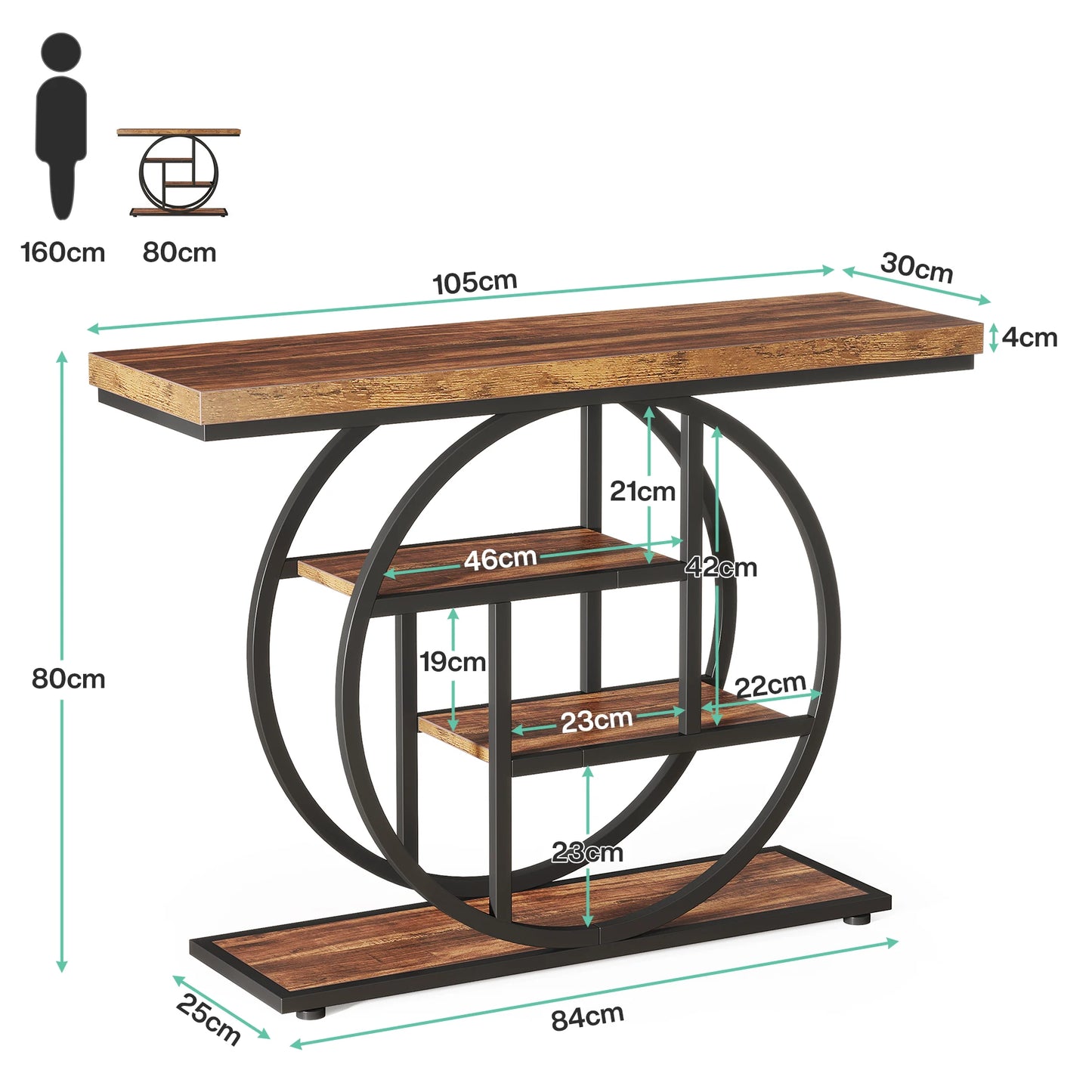 Tribesigns Console Table, 39.4-Inch Entryway Table with Thickened Tabletop, 4- Tier Industrial Narrow Hallway Sofa Table